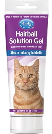 PetAg Hairball Solution Gel Supplement for Cats - 3.5 oz - Helps Prevent and Reduce Hairballs in Cats 6 Months and Older