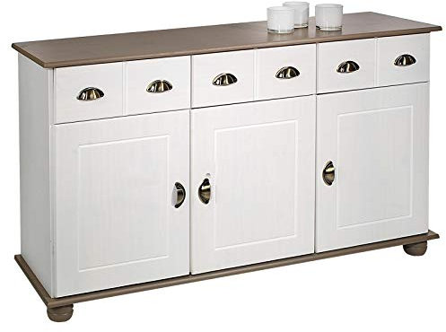 IDIMEX Sideboard Kommode Anrichte Apothekenschrank Sideboard Colmar, Kiefer massiv, in weiß/Taupe