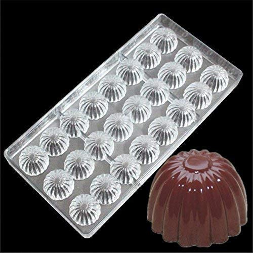 Valink 24 stampi per cioccolatini a forma di fiore in policarbonato rigido vassoio Jelly dessert Candy Square Mold iniezione del cioccolato cottura stampi Bakeware pan – 27.5 x 13.5 x 2.4 cm