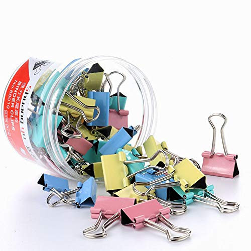 Egurs Bunt Binder Clips Papierklammern Vielzweckklammern Büroklammern Foldback Klammern für Notizen Briefpapier Clip Bürobedarf 24pcs 32mm