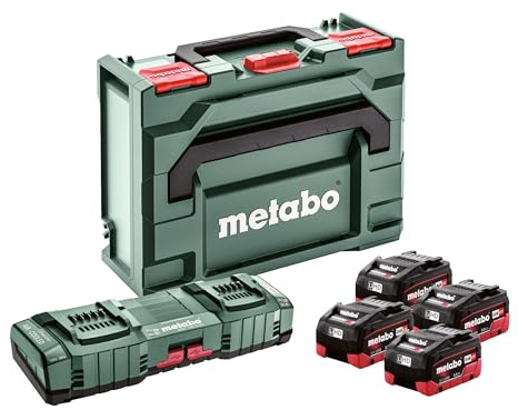 metabo Kit base 4 x LiHD 5,5 Ah ASC 145 Duo + mB - 685180000 - Kit batterie quattro volte più potenza e doppia ricarica rapida per la massima potenza - Include batterie da 18 V e caricabatterie