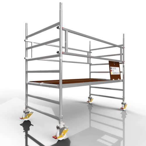 ALTEC Profigerüst AluLight XXL, Arbeitshöhe 3 m, Breite 1,35 m, Länge 2,5 m, inkl. Rollen und Auslegern, TÜV-geprüft, Made in Germany