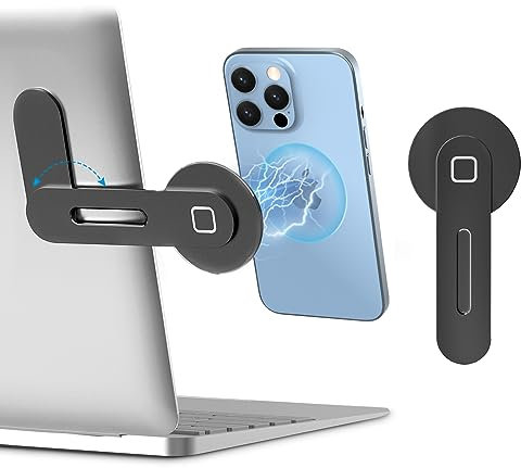 imluckies Magnetische Laptop-Handyhalterung, Handy Stände für MacBook, Laptop Handy Halterung, Verstellbare Handy-Monitor-Seitenhalterung mit MagSafe, Faltbare Monitor-Halterung, Schwarz