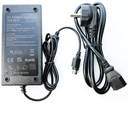 ENJOY-UNIQUE Cargador Adaptador de Corriente de Cable alimentación de CA 24v 2A Compatible con la Impresora Epson PS170, PS180, DA-36E24, DA36E24,TM-L90, TM-T80, TM-J7600, TM-H6000