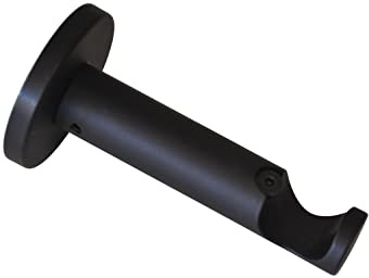 GARDINIA Soporte con placa de montaje metálica para barra de cortina, 1 riel, Abierto, Incl. todas las piezas de montaje, Serie Chicago, Ø 20 mm, Metal, Negro mate