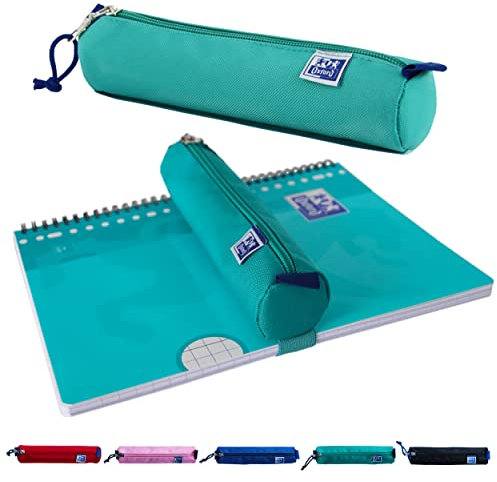 Oxford Federmäppchen für Mädchen und Jungen, Federmappe Turkis mit Gummiband, Etui rund 22cm