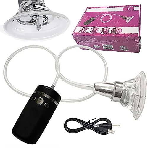 ScreaAss 2 in 1 Elektrisch Klitoris Saugen Nippelsauger Mit 10 Vakuum Saugen Und Vibrationsmodi Vagina Sucker Set Klitorissauger Brust/Klitoris Stimulator SM Sexspielzeug Für Frauen Paare,Schwarz,USB