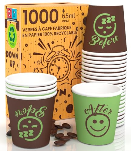 Eurocali 1000 Bicchierini in Carta per Caffè 65ml DownUpCUP Green Bicchieri Ecologici Biodegradabili Monouso Piccoli Asporto Bevande Calde