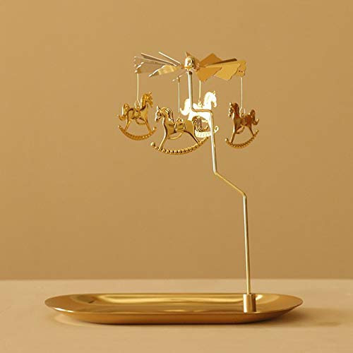 HEXEH Kerzenhalterhalter Weihnachten Kerzenhalter Carousel Home Party Dekor Geschenk Gold Kerzenhalter Wohnzimmer Kandelaber (Color : G)