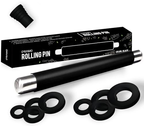 XXL Teigroller/Einstellbar 45 cm mit Abstandhalter, Silikon Teigrolle - Antihaft Nudelholz - BPA freie Fondant Rolle für Pizza & alle weiteren Teigwaren.