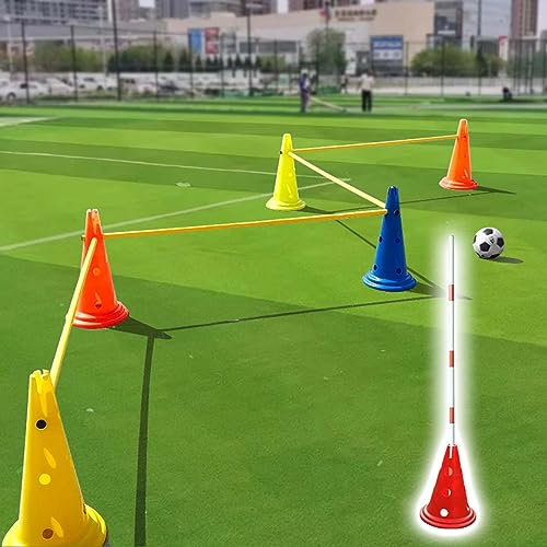 Slalomstangen Fussball Agility Stangen 3.3/3.9/4.9/5.9ft Fußballtraining Stangen, Speed Agility Ladder and Cone Set Football Training Equipment, Fußball-Slalomstangen mit Sockel ( Color : 6set , Size
