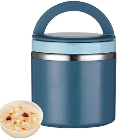 Thermobehälter für Essen,Warmhaltebehälter Essen mit Deckel,630ml/1000ml Thermo Lunchbox Warmhalten Essen Mit Grif,Warmhaltebehälter Essen für Mahlzeiten, Essen, Müslibecher (blau,630ml)