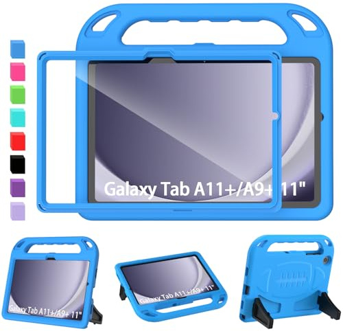 SINSO Case for Samsung Galaxy Tab A11+ Plus/A9+ Plus 11 In 2025/2023, Blue | Shockproof Lightweight Kids Tablet Case, Built in Screen Protector, Protable Handle, Sturdy Stand