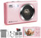 LAMA Digitalkamera, Mini Digitalkameras 4K 44MP Fotokamera Autofokus Kompaktkamera, 2,4 '' LCD 16X Zoom Blitz Digital Kamera mit 32G Karte, 2 Akku, Fotokamera für Kinder, Teenager, Anfänger(Rosa)