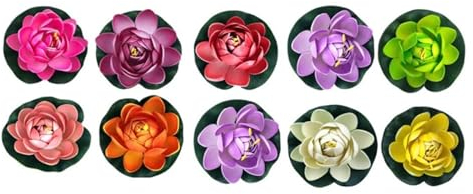 Künstlich Seerose 10 Teile/Satz Bunte Künstliche Gefälschte Schwimmende Seerose Blume Lotus Blatt Teich Pflanzen Garten Pool Schwimmende Künstliche Pflanzen
