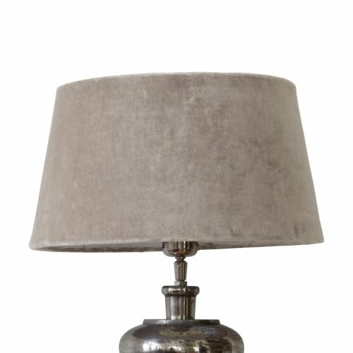 LOBERON Lampenschirm Anfor, beige | für Tisch- oder Stehlampen geeignet, passend für E27-Fassungen, Wohn-Accessoire, Eisen, Baumwollsamt