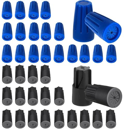 40 connettori elettrici impermeabili per cavi esterni, tappi sigillanti per cavi in gel per luce paesaggistica, applicazioni di edifici, installazione in posizione bagnata, 22AWG-12AWG, nero e blu