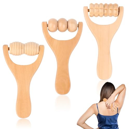 3 Stück Massageroller, Rückenmuskel Roller mit Griff, Manuelle Massagewerkzeuge, Massagegerät Faszienrolle, Massage Roller zur Entspannung von Rücken, Bein, Händen, Ganzkörpermuskulatur