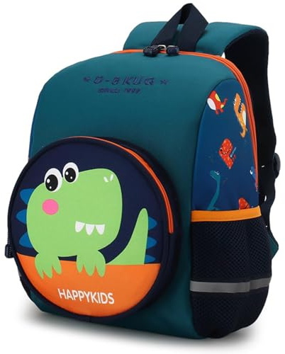 AUEJACKY Kindergartenrucksack, Dino Rucksack Kindergarten，Vorschulrucksack, Kinder Rucksack 2-7 jahre, 33cm Children's Backpacks mit Brustgurt, ab 3 Jahren für Schule Kita(Dinosaurier grün)