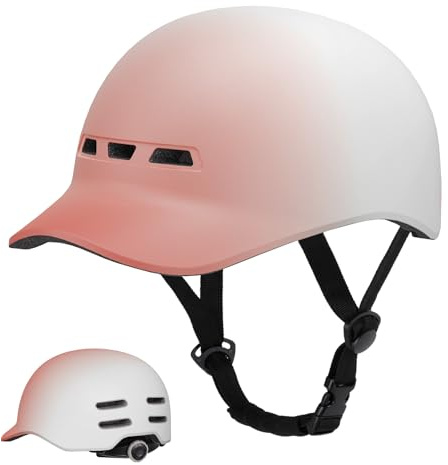 KINGLEAD Urban Commuter Casque de vélo élégant pour Homme et Femme pour Cyclisme, Trekking, Ville, Scooter réglable 57-62 cm (Blanc Rose)