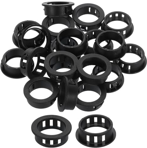 sourcing map 20Pcs Round Cable Snap Bushing Grommets, 1(25mm) Black Snap in Cable Grommet Protector for Locking Tube Hose Wire Cord