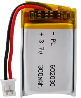 Batería LiPo de 3,7V 300mAh 602030 con cable JST – Batería de polímero de litio recargable para altavoces Bluetooth, proyectos DIY y dispositivos electrónicos