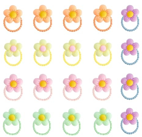 Rnigra Baby Hair Bobbles 20pcs, Hair Bands for Girls, Baby Hair Bands, Cute Flower Multicolor Elastic Scrunchies, 2cm Hair Ties for Women Girls Kids Infants Toddler