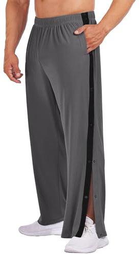 PINSPARK Herren Reha Hose Jogginghose Seitlichen Druckknöpfen Trainingshose Graphitfarbe M