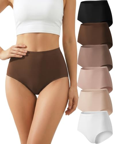 TDONE Seamless Knickers for Women High Waisted Tummy Control Knickers Breathable No Vpl Invisible Ladies Briefs Comfortable Stretch Full Coverage Panties Soft Hipster Womens Underwear Multipack 6 Pack