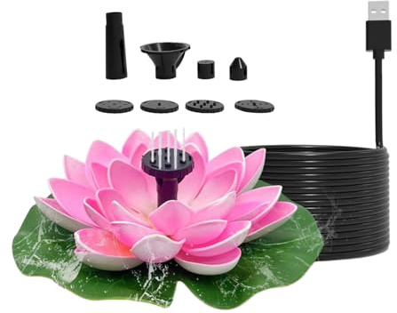 Vogeltränke Solar Springbrunnen - Schwimmende Solar Wasserbrunnen, Vogeltränke Teichpumpe | Lotuss Solarbrunnen mit Einstellbaren Düsen, Outdoor Gartenbrunnen für Pools Teiche
