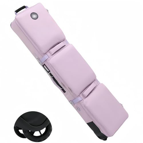 TQOVOQT Ski Bag with Wheels - Airline Approved Snowboard Travel Bag for 138-173cm Skis, 5 Colours | All-in-One Storage & 4 Travel Modes(Size:145cm,Color:Pink)