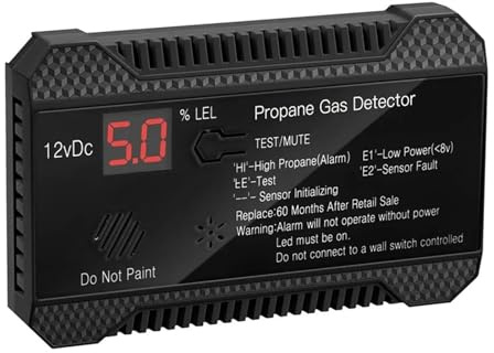Detector de Gas, Detector de propano 12 V, Sensor Gas Natural GLP, Alarma Fugas, Sirena 85 dB for Coche, Caravana, hogar, medidor Digital para el Trabajo, el hogar