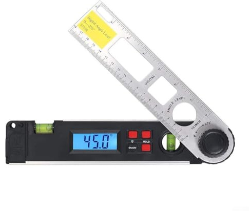 Solaughguy Goniometro digitale inclinometro 0 – 225 ° con LCD retroilluminato e bolla di livello, costruzione in lega di alluminio per fai da te e uso professionale