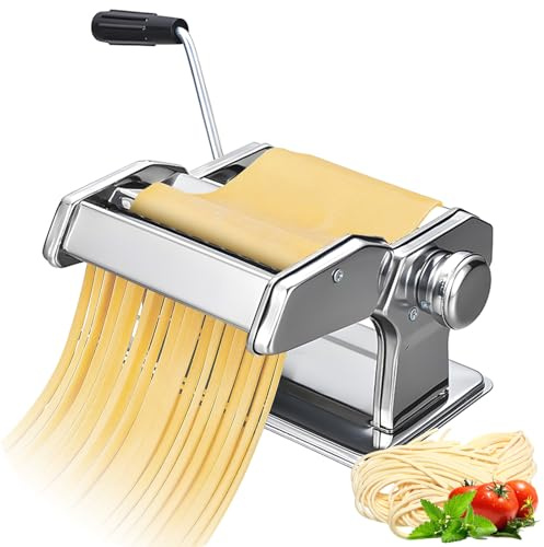Pasta Maker Machine, 3 in 1 Stainless Steel Manual Pasta Roller Machine with 3 Cutting Rollers Perfect for Spaghetti, Fettuccini, Lasagna, or Dumpling Skins