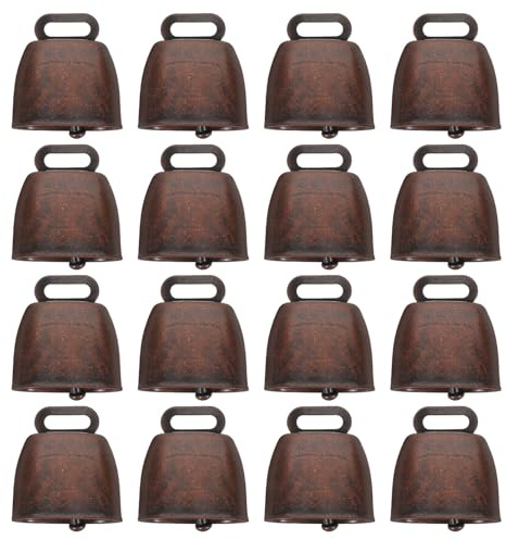LALADEFIEE 16 Campanelli in Ferro per Bestiame Manico, Suono Chiaro e Design Leggero, Campanacci Rustici per Animali da Fattoria e Decorazione Rustica