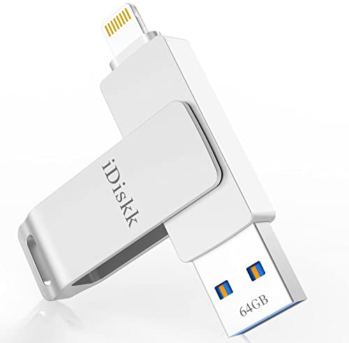 MFi Certified 64GB USB Memory Stick USB Flash Drive for iPhone 14Pro / 13/12 /11/8/7/6/5 / New iPad Pro, Pendrive for iPhone and Mac iOS 14, Photo Storage Extension Key for iPhone/iPad