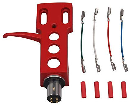 Mxfans Red Record Player Phonograph Cartridge Head Shell H-4 Headshell with 4 Wires