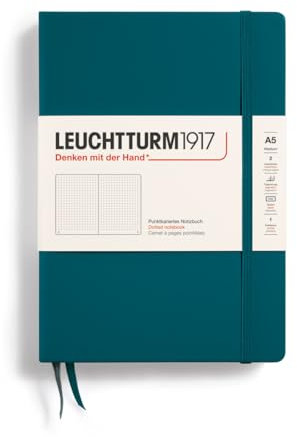 LEUCHTTURM1917 359696 Notizbuch Medium (A5), Hardcover, dotted, pacific green