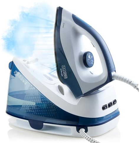 DOMO DO7109S Dampfbügelstation mit Keramiksohle, 5 bar, Blau/Weiß