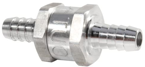 TOPINCN Clapet Anti-Retour Valve de Carburant en Aluminium à Sens Unique Essence 6/10 / 12MM Réglable Facultatif pour Carburateur Argent