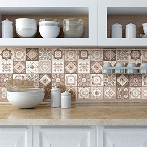 Ambiance Sticker Vinilos Autoadhesivos, Decoración de Paredes, Adhesivos de Azulejos para Baño y Cocina Azulejos de Cemento Aniolo - 9 Vinilo Azulejos de 10 x 10 cm | Vinilo adhesivo, antiarañazos, zellige adhesivo, stikers mueble adhesivo, azulejos adhesivos de pared baño, credence cocina