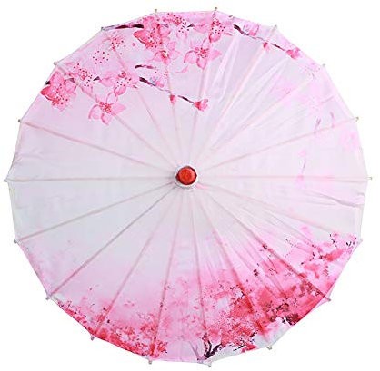 Asiatische Japanische Chinesische Seide Tuch Regenschirm Dekorative Öl Papier Sonnenschirm Holzgriff Klassische Bunte Malerei Tanz Requisiten für Hochzeit Kostüm Cosplay Fotografie Tanzen