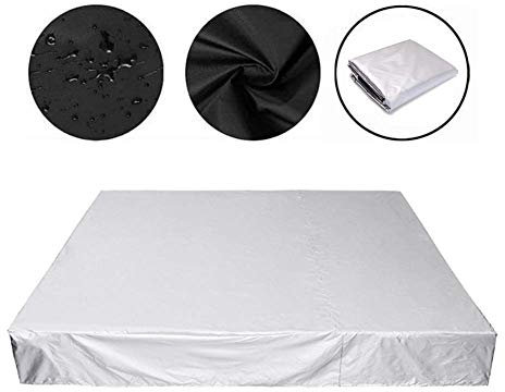 Molinter Pool Whirlpool Abdeckung Rechteckige Garten Poolabdeckung 210D Oxford-Gewebe Outdoor Wasserfest Schutzhülle für Gartenmöbel Set Abdeckhaube (244 * 244 * 30cm, Silber)