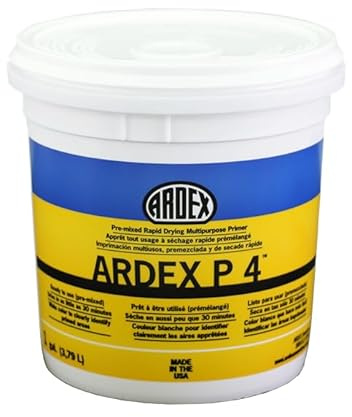 Ardex P4 Pre-mixed, Single-component, Rapid-drying, Multi-purpose Primer 1 Gallon Pail (3.79 L) for Interior and Exterior Use, for Ceramic Tile and Natural Stone Tile Flooring Underlayment
