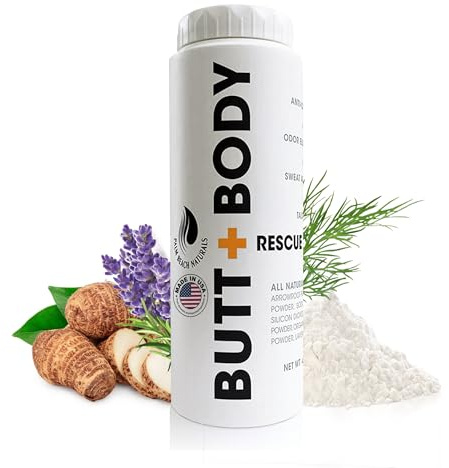 Palm Beach Naturals Butt & Body Rescue Powder for Men & Women – Whole Body Deodorant Absorbs Sweat, Controls Odor & Chafing with Cooling Sensation – Naturally Protects Skin, Talc Free – 4oz