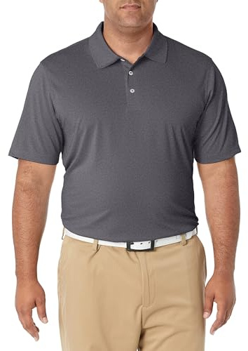 Amazon Essentials Herren Golf-Poloshirt, Schnell trocknend, Kurzarm, Kohlegrau Meliert, L