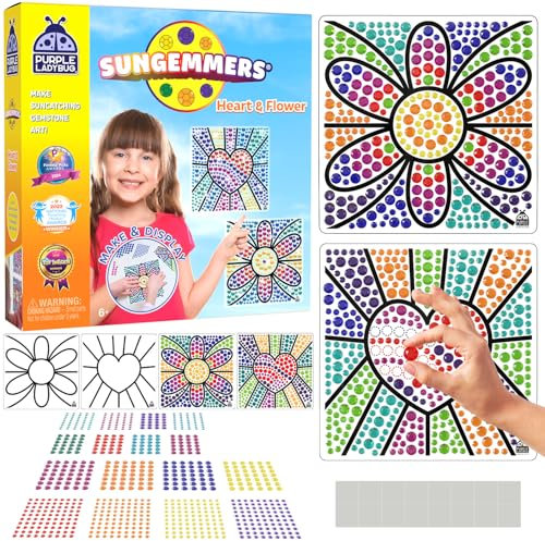 SUNGEMMERS Fenster Suncatcher Mosaik Bastelset Kinder - Einschulung Geschenk Mädchen 6 7 8 9 10 11 12 Jahre - Kreatives Basteln Mädchen 10 Jahre - Personalisierte Geschenke & Weihnachtsgeschenke