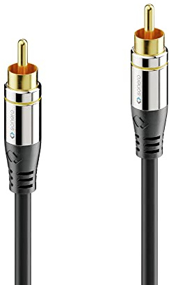 sonero® Premium 7,50 m cinch, 1 x kontakt till 1 x kontakt, subwoofer förstärkare, projektor, AV-mottagare, svart