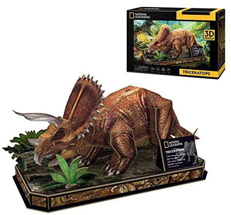 National Geograohic - 3D Puzzle Triceratops | 3 D Puzzle Für Kinder Und Erwachsene | Dinosaurier Puzzles 3D | Kinder Spielzeug | 44 Teiles
