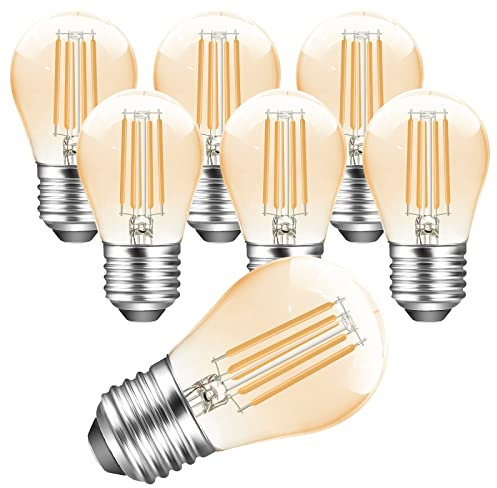 Poinivo Lampadina LED E27,Lampadina Edison vintage G45 Dimmerabile 4W,Bianco Caldo 2700K,Lampadina a filamento LED E27 da 400 lm,Sostituzione per Lampadina da 40W,Dimmerabile,Ambra,Confezione da 6